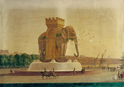 View of the Elephant Fountain at the Place de la Bastille by Jean Antoine Alavoine